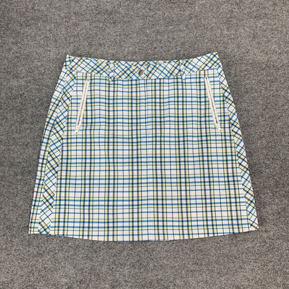 Nivo NVO Skort Women 8 Blue Multi Plaid Lightweight Stretch Lined Golf Tennis - Picture 2 of 12